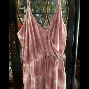Sleeveless Pink Tie-Dye Wrap Jumpsuit